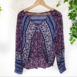 Eyeshadow Paisley Boho Print Blouse